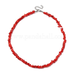 Dyed Natural Freshwater Shell Nuggets Beaded Necklaces&nbsp;NJEW-JN05488-01