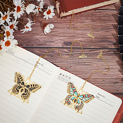 3Pcs 3 Colors Brass Bookmark with Long Chains&nbsp;AJEW-SC0002-88