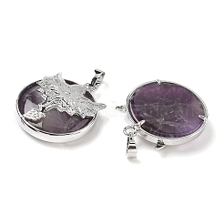 Natural Amethyst Flat Round Pendants&nbsp;G-G279-01P-08