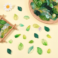 140Pcs 14 Styles Autumn Theme Two-Tone Transparent Glass Charms&nbsp;GLAA-YW0005-06