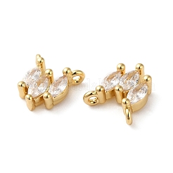 Rack Plating Brass Pave Cubic Zirconia V-shaped Charms&nbsp;KK-O142-35G