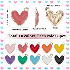 60Pcs 10 Colors Eco-Friendly Zinc Alloy Pendants&nbsp;FIND-SC0024-13