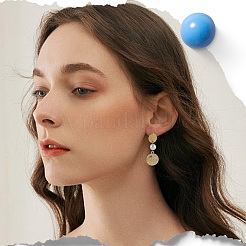 40Pcs 2 Colors 201 Stainless Steel Flat Round Stud Earring Findings&nbsp;STAS-SC0010-39