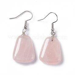 Natural Rose Quartz Trapezoid Dangle Earrings&nbsp;EJEW-D188-02P-01