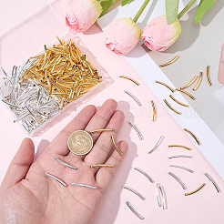 300Pcs 2 Colors Brass Curved Tube Beads&nbsp;KK-BM0001-02