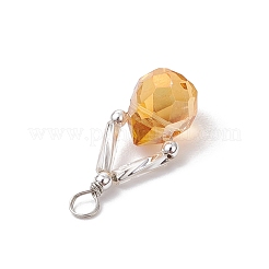 Transparent Glass Beads with Electroplate Non-magnetic Synthetic Hematite Beads and Glass Twisted Bugle Beads and Eco-Friendly Copper Wire Pendants&nbsp;PALLOY-JF03618-02