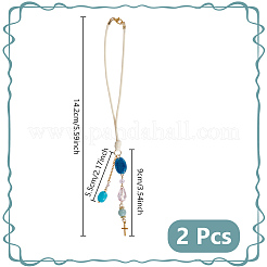 2Pcs Glass Bead & Natural Dyed Malaysia Jade & Natural Amazonite & Alloy Pendant Decorations&nbsp;HJEW-DC00168