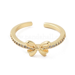 Rack Plating Brass Micro Pave Cubic Zirconia Open Cuff Rings&nbsp;RJEW-M168-02G