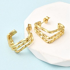 Triple Square 201 Stainless Steel Stud Earrings&nbsp;EJEW-Z151-04G