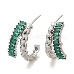 Twist Brass Micro Pave Cubic Zirconia Stud Earrings&nbsp;EJEW-M082-16P-01