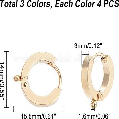 12Pcs 3 Colors 304 Stainless Steel Huggie Hoop Earrings Findings&nbsp;STAS-UN0023-05