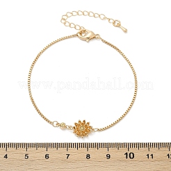 Brass Micro Pave Cubic Zirconia Birthday Flower Link Bracelets&nbsp;BJEW-U031-01G-11
