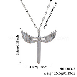 Brass Clear Cubic Zirconia 3D Cute Wing Sword Pendant Necklaces for Daily Wear&nbsp;GF5627-2