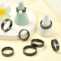 18Pcs 6 Styles 201 Stainless Steel Grooved Finger Ring Settings&nbsp;STAS-SC0010-59