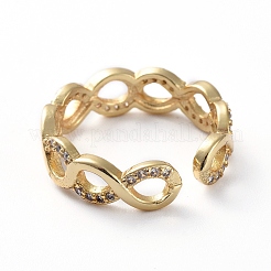 Brass Micro Pave Cubic Zirconia Cuff Rings&nbsp;RJEW-G096-14G