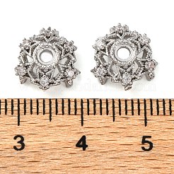 Brass Micro Pave Clear Cubic Zirconia Bead Caps&nbsp;KK-K378-46B-P