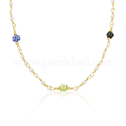 Glass Pearl & Flower Beaded Chains&nbsp;CHC-CJ0001-69