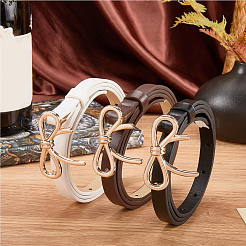 3Pcs 3 Colors Alloy Bowknot PU Leather Chain Belts for Women&nbsp;AJEW-CL0003-48B