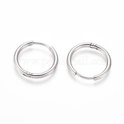 Tarnish Resistant 202 Stainless Steel Huggie Hoop Earrings&nbsp;EJEW-F111A-19mm-P