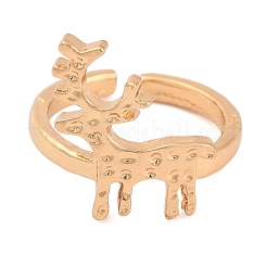 Christmas Deer Alloy Open Cuff Rings for Women&nbsp;RJEW-C106-01A-KCG
