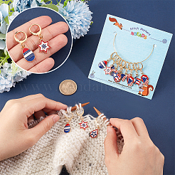 12Pcs 6 Style America Style Alloy Enamel Star Charms Locking Stitch Makers&nbsp;HJEW-PH01588
