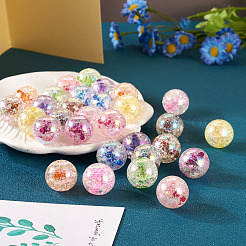 30Pcs 10 Colors Transparent Crackle Acrylic Beads&nbsp;MACR-TA0001-37