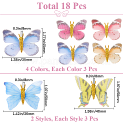 18Pcs 6 Styles Cloth Butterfly Alligator Hair Clip&nbsp;OHAR-GF0001-39