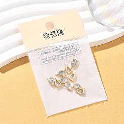 SHEGRACE Brass Pave Clear Cubic Zirconia Teardrop Chandelier Component Links&nbsp;XGRQ2O339-428G
