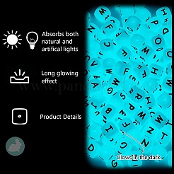 20Pcs Luminous Cube Letter Silicone Beads 12x12x12mm Square Dice Alphabet Beads with 2mm Hole Spacer Loose Letter Beads for Bracelet Necklace Jewelry Making&nbsp;JX437M