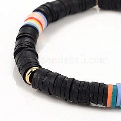 Handmade Polymer Clay Heishi Beads Stretch Bracelets&nbsp;BJEW-JB05304-05