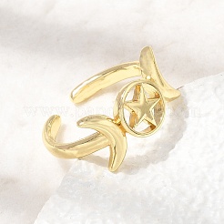 Brass Open Cuff Rings for Women&nbsp;RJEW-K322-01G
