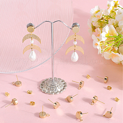 20Pcs Flat Round Brass Stud Earring Findings&nbsp;KK-BBC0013-96D