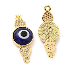 Brass Micro Pave Clear Cubic Zirconia Connector Charms&nbsp;KK-K338-03G