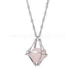 304 Stainless Steel Empty macrame Pouch Pendant Singapore Chain Necklaces&nbsp;NJEW-JN05285-01