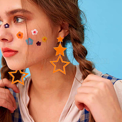 5 Pairs 5 Colors Hollow Star Acrylic Dangle Stud Earrings for Woman&nbsp;EJEW-AN0004-10