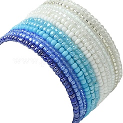 Blue Color Palette Glass Seed Beaded Stretch Bracelet Sets&nbsp;BJEW-MZ00101