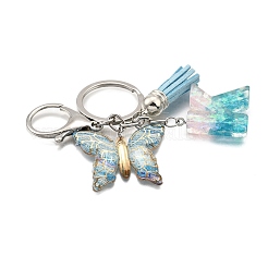 26Pcs Transparent Epoxy Resin & Transparent Acrylic & Faux Suede Tassel Keychain&nbsp;KEYC-JKC01202-11