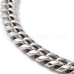 304 Stainless Steel Curb Chains Necklace with Rhinestone Skull for Men Women&nbsp;NJEW-E155-09P