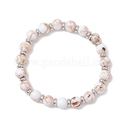 Sea Shell & Synthetic Turquoise Assembled Beads Stretch Bracelets for Men Women&nbsp;BJEW-JB12125-02
