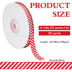 25 Yards Christmas Striped Polyester Grosgrain Ribbon&nbsp;OCOR-WH0090-96
