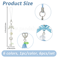 6Pcs 6 Colors Alloy with Plastic Mobile Straps&nbsp;AJEW-FH0005-71