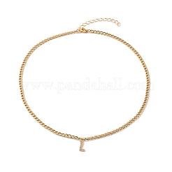 Brass Micro Pave Clear Cubic Zirconia Initial Pendant Necklaces&nbsp;NJEW-JN03506