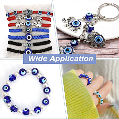 3 Strands Handmade Evil Eye Lampwork Round Bead Strands&nbsp;LAMP-HY0001-13A