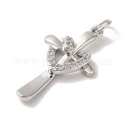 Rack Plating Brass & Clear Cubic Zirconia Pendants&nbsp;KK-L216-055P
