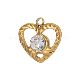 304 Stainless Steel Pave Cubic Zirconia Charms&nbsp;CU-OY002-13G