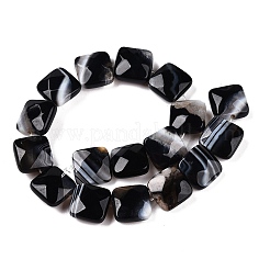 Dyed & Heated Natural Black Banded Agate/Striped Agate Beads Strands&nbsp;G-T138-170