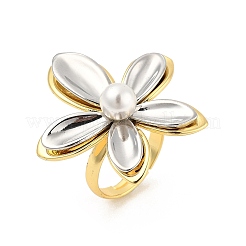 Flower Brass Finger Rings for Women&nbsp;RJEW-S622-01GP