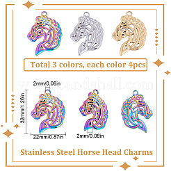 12Pcs 3 Colors 201 Stainless Steel Pendants&nbsp;FIND-SC0005-87