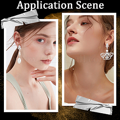6 Pairs Leaf Shape Brass Cubic Zirconia Stud Earring Findings&nbsp;KK-CN0003-20P