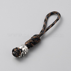 Braided Polyester EDC Knife Parachute Lanyard Alloy Skull Bead Pendant Decoration for Men&nbsp;KEYC-WH0036-32B